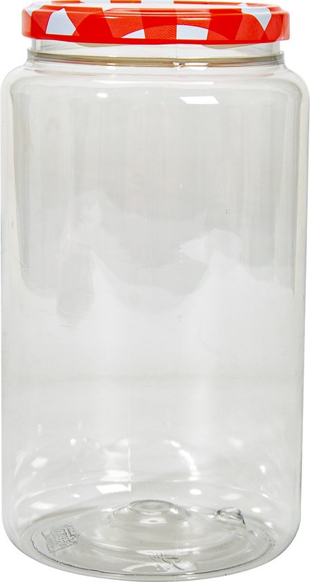 Hega Hogar Bocaux à conserves/ pots de conservation set Classico - 6x pièces - 500/950/1500 ml - plastique - rouge - couvercle rotatif