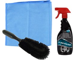 All Ride auto velgen schoonmaken set - borstel/schoonmaak spray/microvezeldoek - velgenreiniger pakket - auto en fiets
