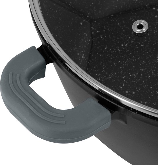 Geëmailleerde gietijzeren braadpan - 2 liter - 20 cm dia - Matzwart interieur -... | bol