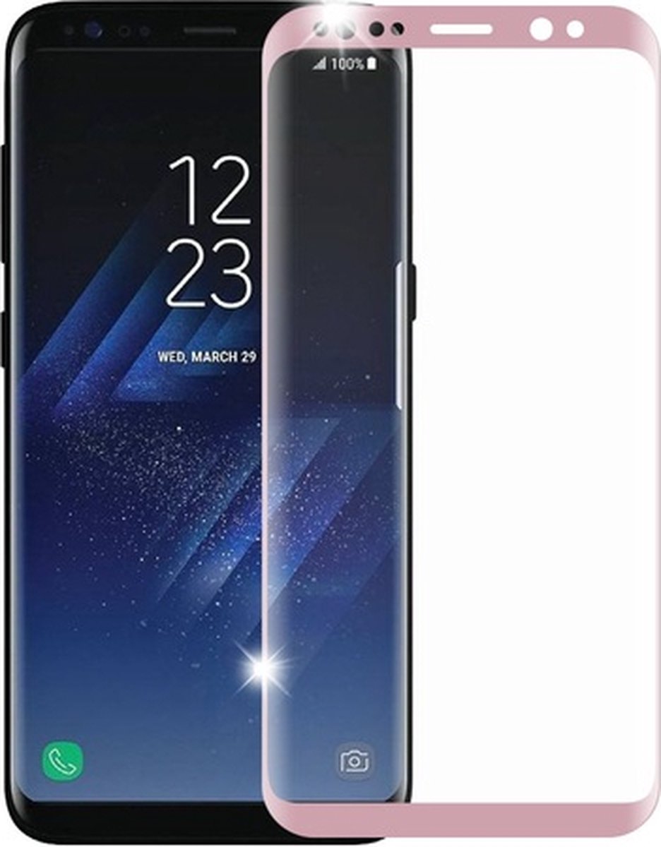 3D Full Cover 9H Screen Protector for Galaxy S8 _ Rose Gold