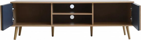 Mobistoxx - Meuble TV PISTACHE - 150cm - 2 portes - bois marron/noir