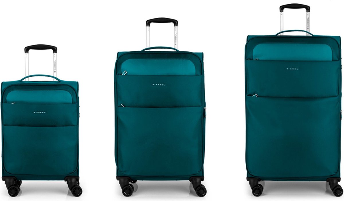 Gabol Cloud 4 wielen Kofferset 3-delig met uitbreidingsplooi - Zachte bagage - TSA slot - turquesa