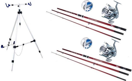 X2 Beach canne à pêche set Pro 2-Rod - Canne de plage - Moulinet - Support de plage - Ligne de pêche - 2 Cannes à pêche