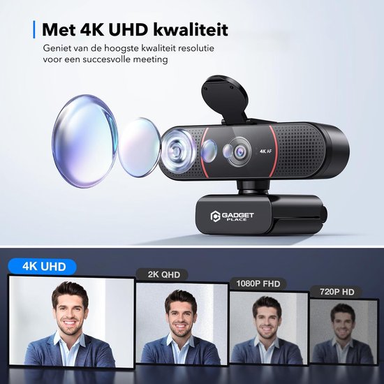Webcam 4K Ultra HD 60FPS Avec Autofocus Et Microphones - Plug & Play Pour Zoom Et Streaming