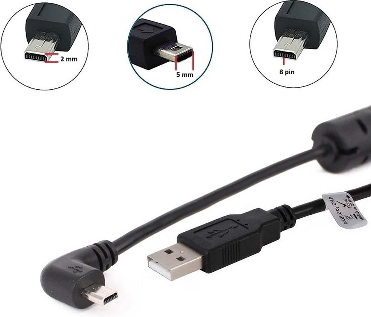 OneOne 1,4m USB kabel. Haakse AV / datakabel. Voor enkele camera's als oplaadkabel past op Fujifilm / Fuji Finepix JZ510, S1000 fd, S100FS, S1500, S1600, S1700, S200EXR, S205EXR, S2500 HD, S2600 HD, S2700 HD, S2800 HD, S2950