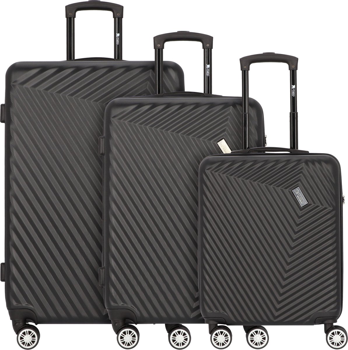 mano Don Carlo 4-wiel kofferset 3st. - Harde bagage - TSA slot - schwarz