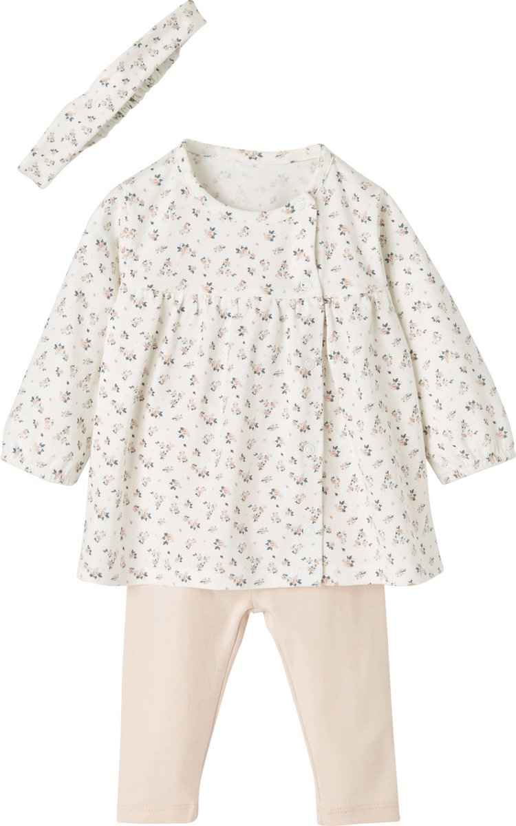 Vertbaudet Set pasgeboren baby 3 delen haarband, jurk met motief en legging