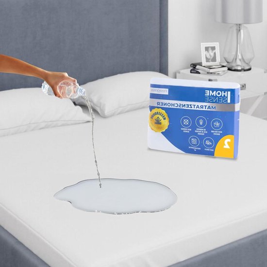 Home Sense 2-pack waterdichte matrasbeschermer, ademend microvezel matrasbeschermer, wasbaar bedovertrek, vochtafvoerend, niet luidruchtig, beddengoed, 135x190 cm, wit, dubbel