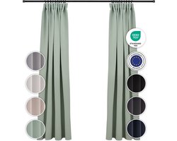 Blumtal Verduisteringsgordijn - Verduisterend Gordijn - Wasbaar - 140 x 245 cm - Mintgroen - Geplooid - Set van 2