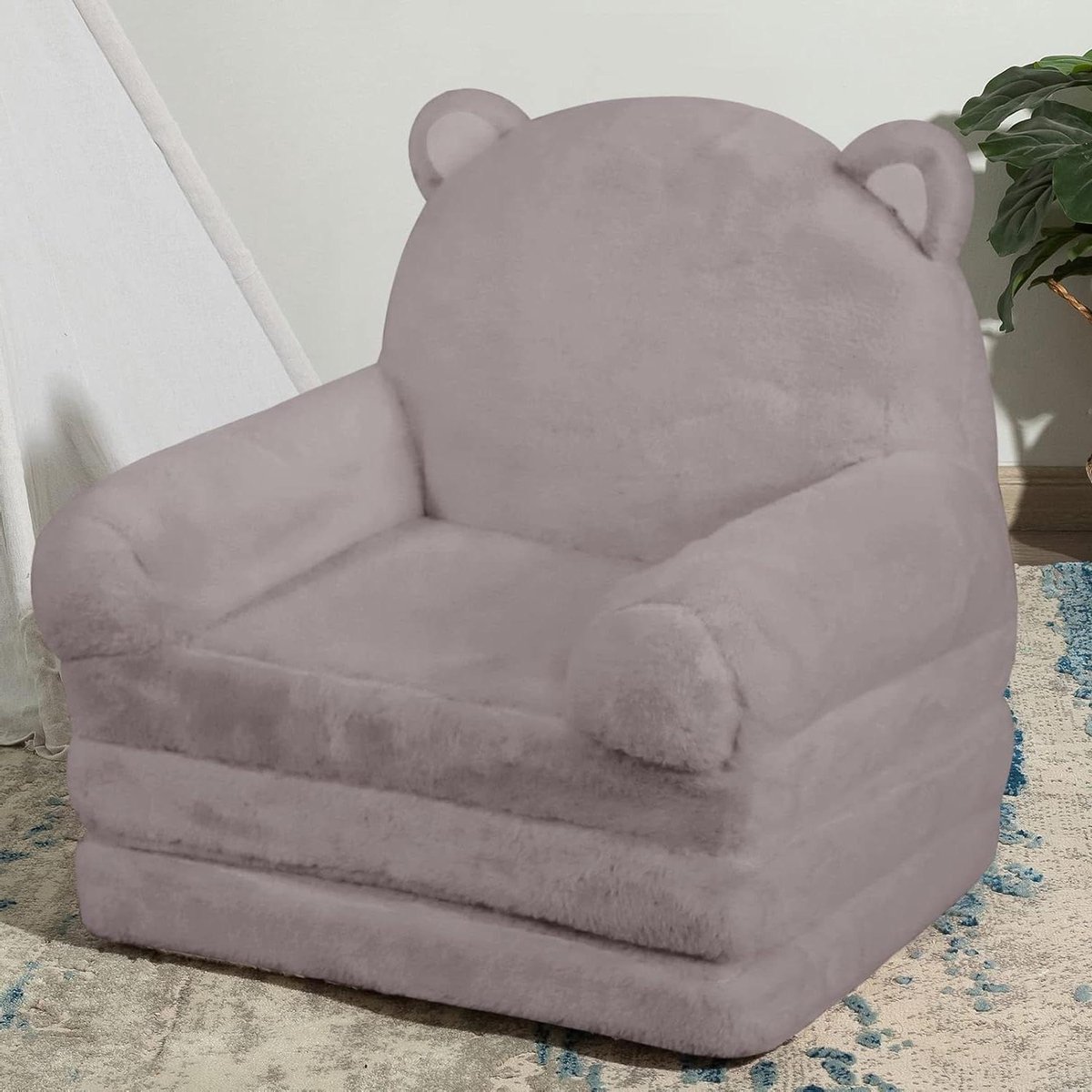 Opvouwbare peuterstoel ligstoel voor 1-3 jaar oude kinderen - schattige opvouwbare slaapbank bank fauteuil voor speelkamer slaapkamer (grijs) kinderzetel