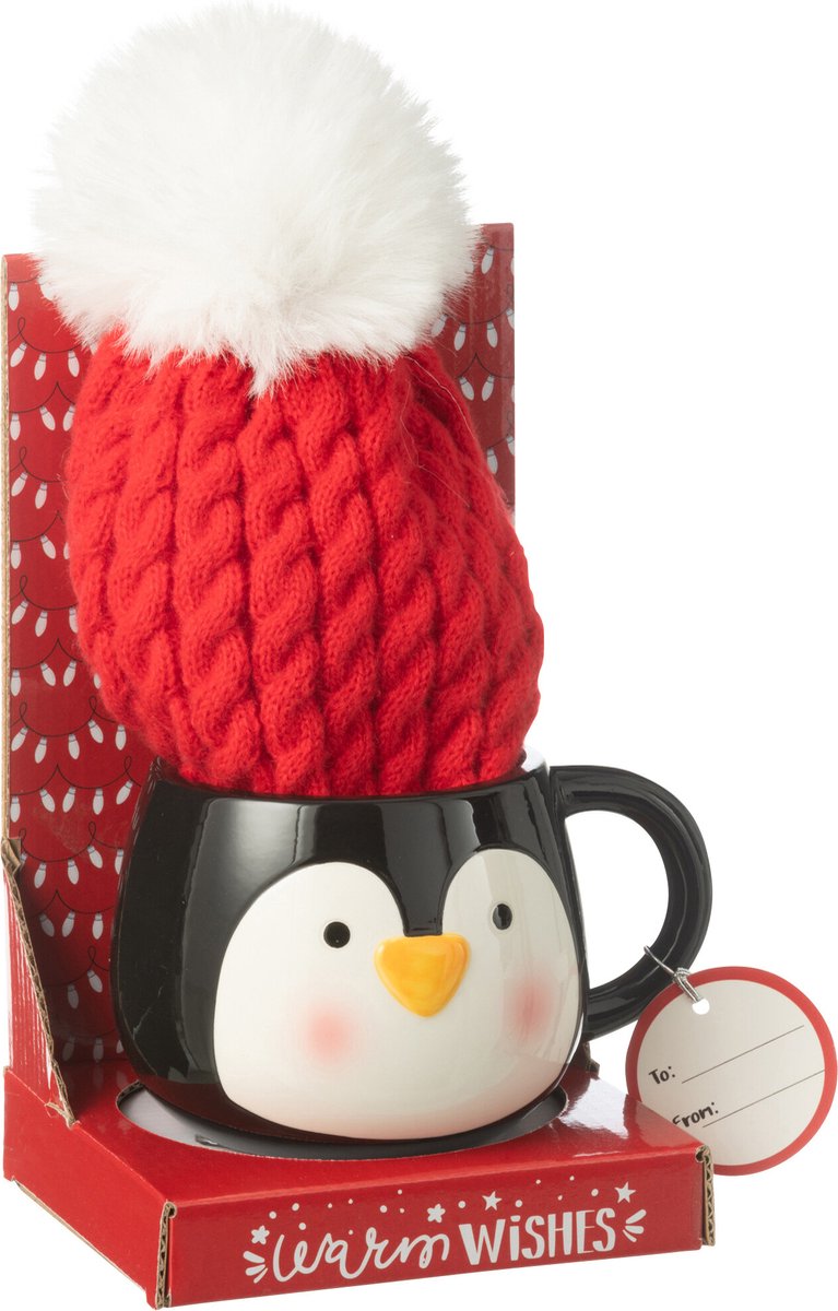 J-Line mok + muts Pinguin - keramiek - mix - giftbox