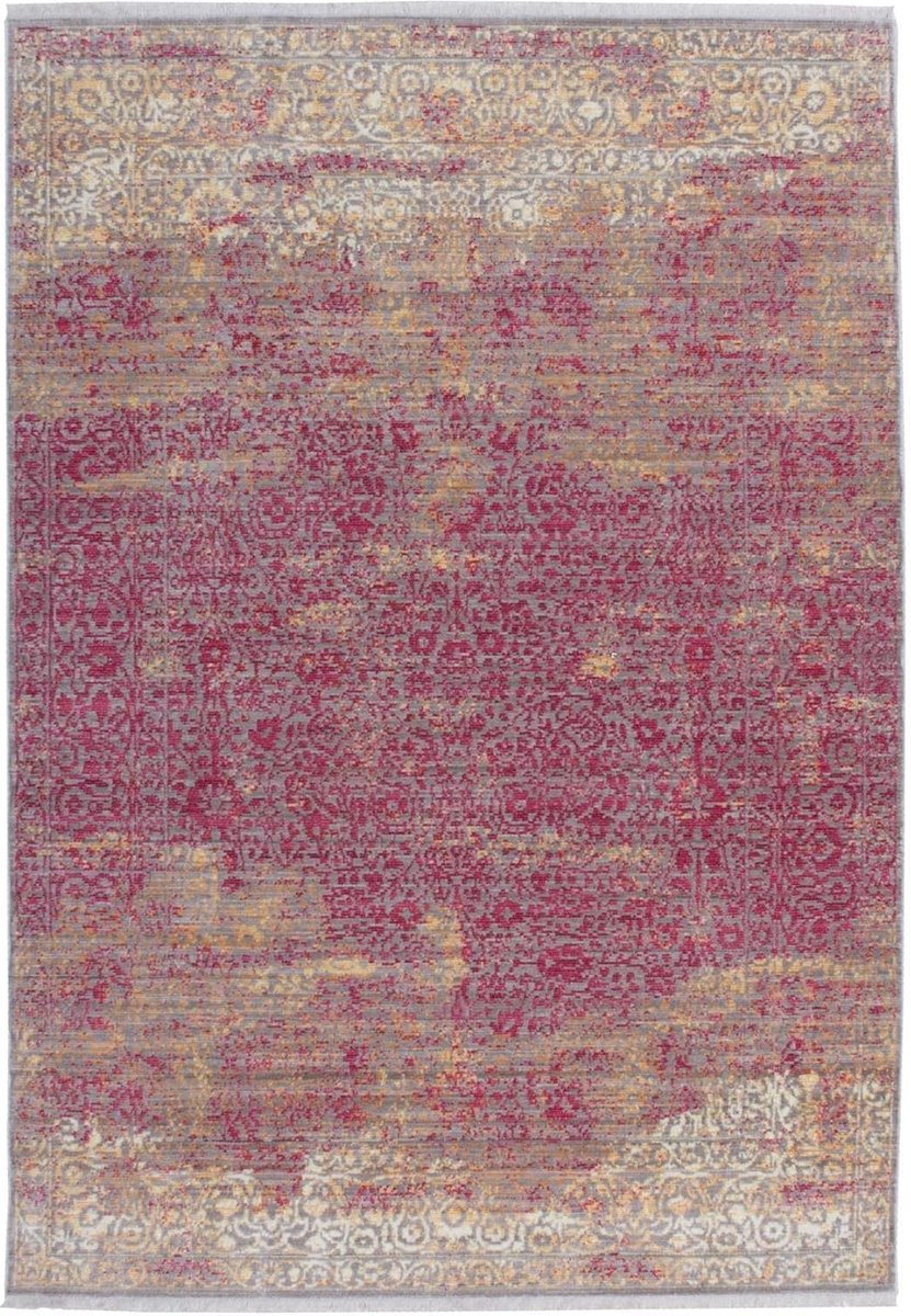 Goodivery ® Stijlvolle Vintage Korte Pool Vloerkleed met Franjes en Zigzagpatroon in Rood en Beige 120x170 cm