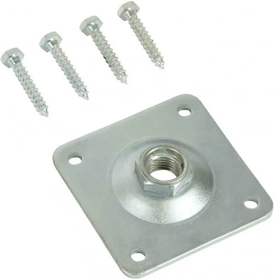 Set voor betonpoer plaat 105x105 mm dikte 6 mm verzinkt met stelmoer ...