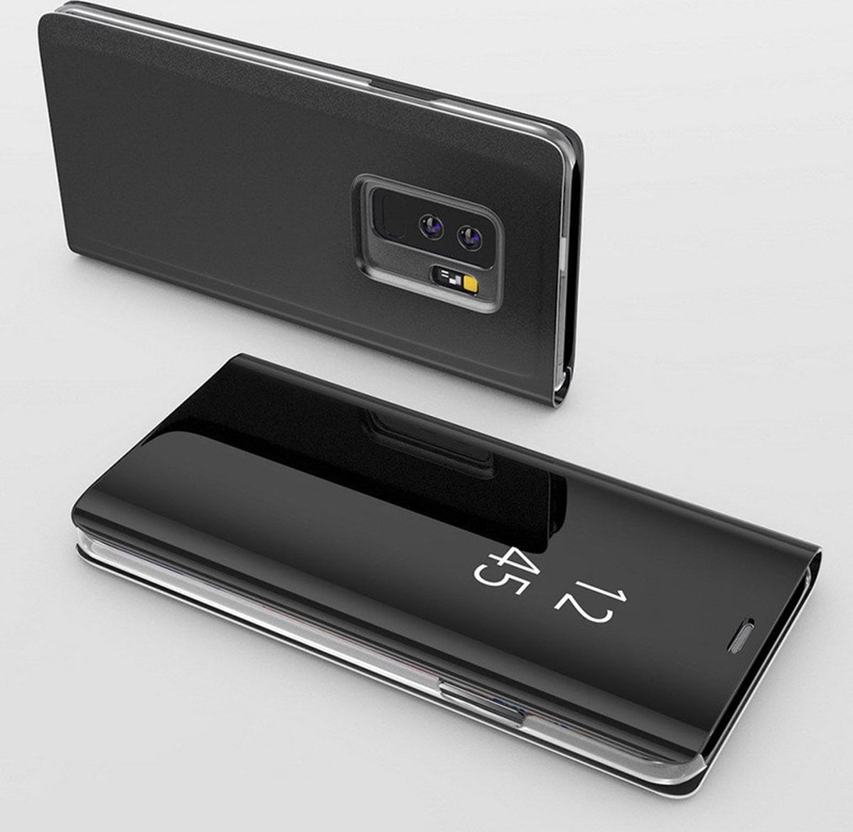 Hoesje voor Samsung Galaxy S10E Zwart Spiegel Flip Bescherming Helder zicht