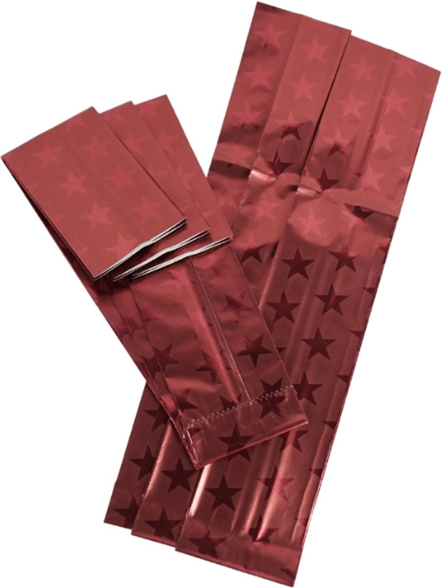 Wijnfles cadeautas - cadeauzakje - papieren zakjes wijnfles - 6 stuks - rood - Champagnefles Cadeauzak - Fleszak- Wijntas voor kerst - kerstverpakking - kerstcadeau verpakking wijnfles - met ster