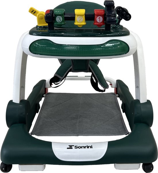 Sonrini 4-in-1 Loopstoel Met Gordel - Baby Loopwagen - Leren Lopen - Looptrainer - Baby Walker - Voetenmat - Speelset - Groen