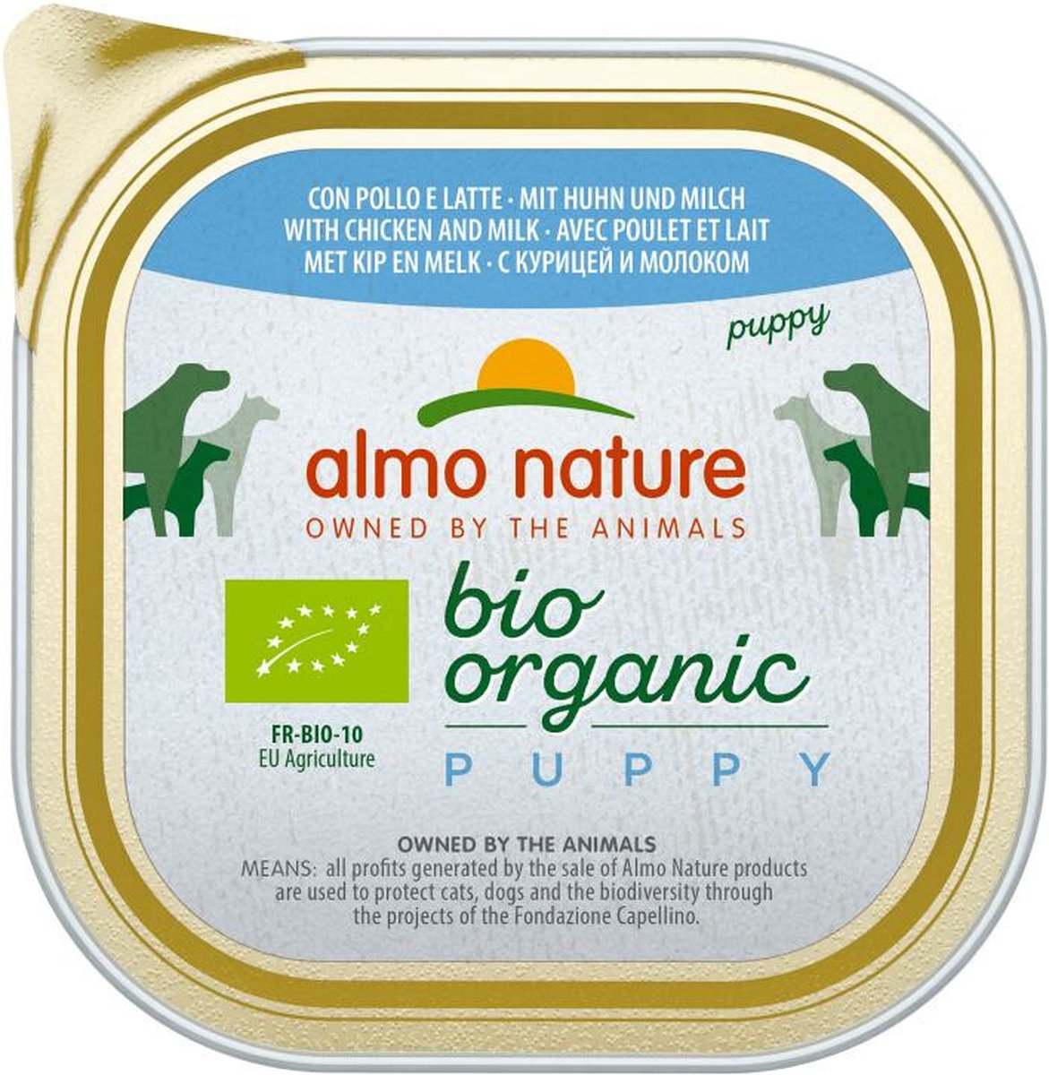 18x Almo Nature Bio Organic Puppy Hondenvoer Kip en Melk 300 gr