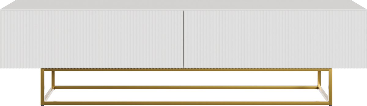 Selsey Veldio – TV-meubel met gefreesd front en goudkleurige poten, wit, 175 cm