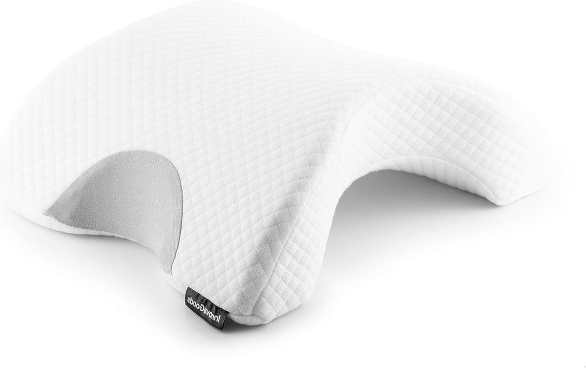 Visco-elastisch Ergonomisch Nekkussen Memory Foam Afneembare en Wasbare Hoes Ideaal voor 1-2 Personen - Wit Grijs