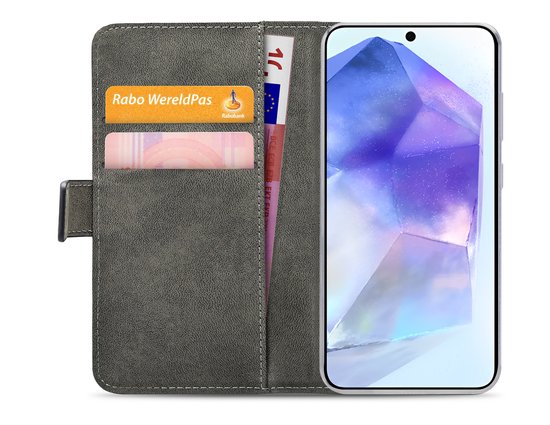 Mobilize Classic Gelly Wallet - Étui de téléphone adapté pour Samsung Galaxy A55 Case Bookcase Wallet - Zwart