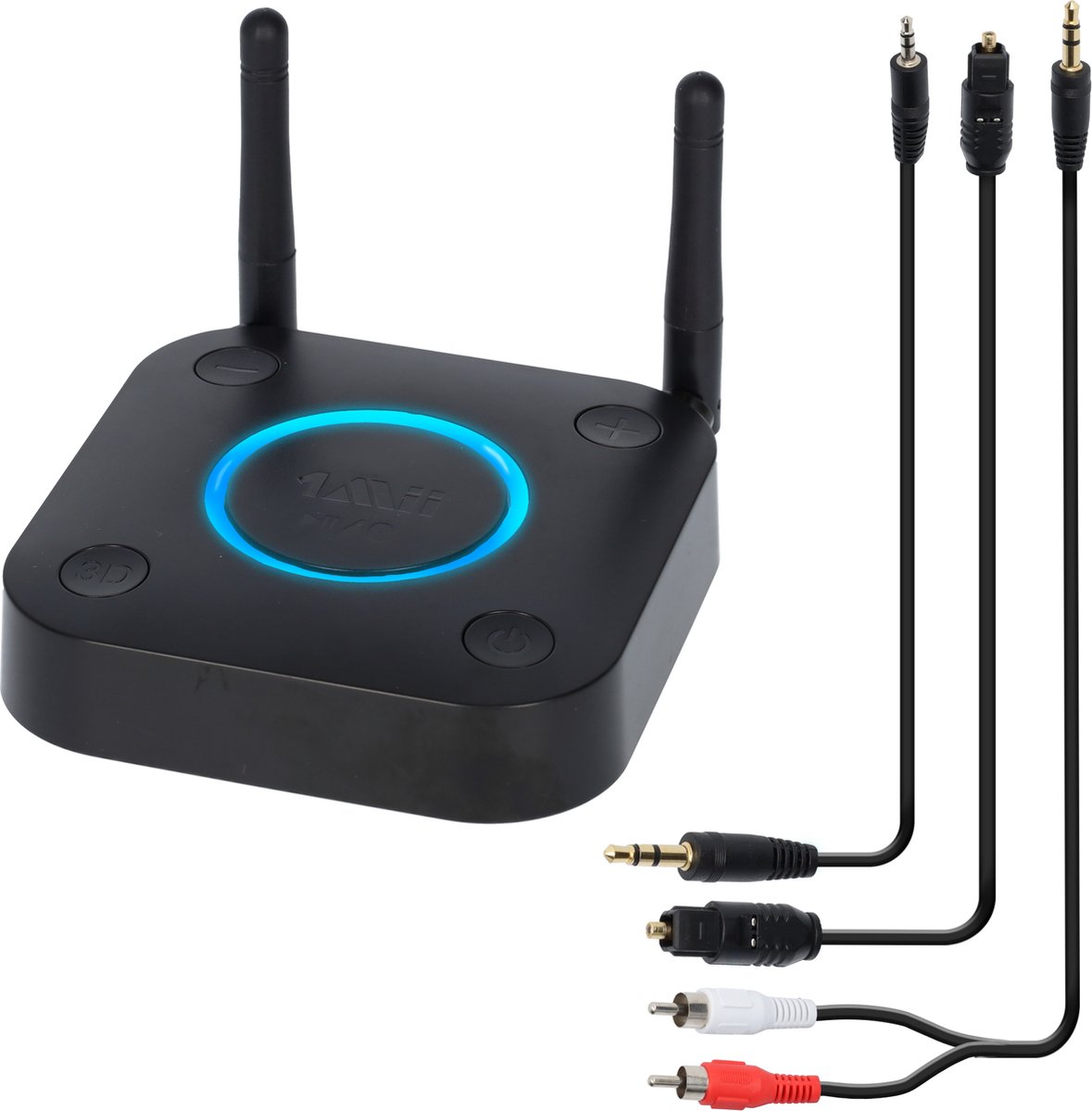 Bluetooth Transmitter ontvanger draadloos - Audio adapter - Optical out - Bluetooth receiver - Met power adapter, USB oplaadkabel en audio kabels - zwart
