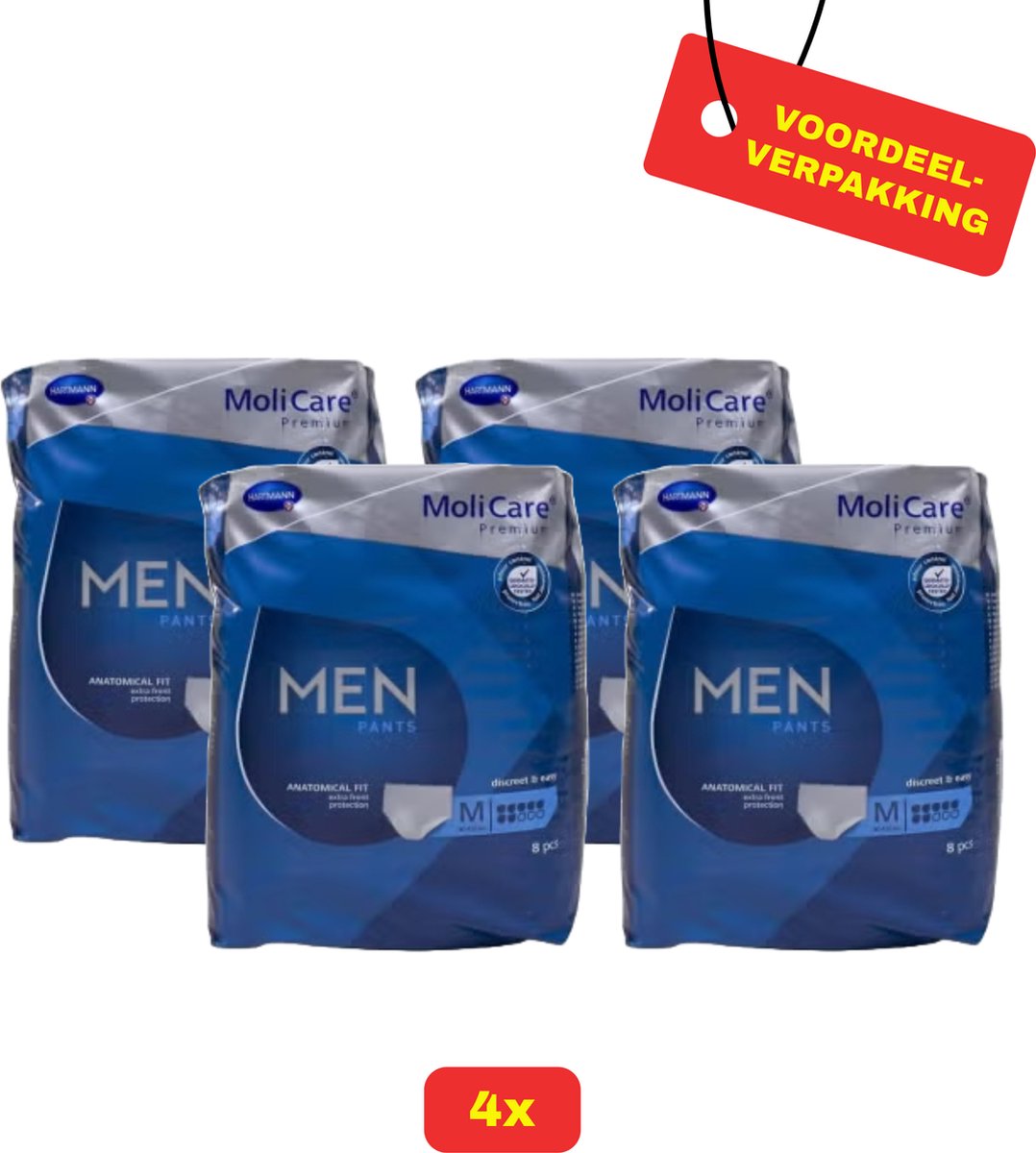 Goedkoopste 4x MoliCare Premium MEN PANTS 7 Drops - Maat M - 4x 8 stuks - Voordeelverpakking!