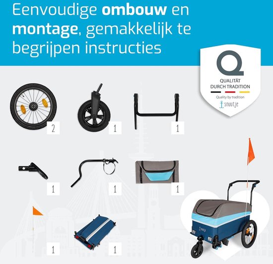 Opvouwbare bolderkar voor fiets - Fietsaanhanger voor boodschappen en transport - Afdekking met reflecterende strepen Bolderkar — afbeelding 2