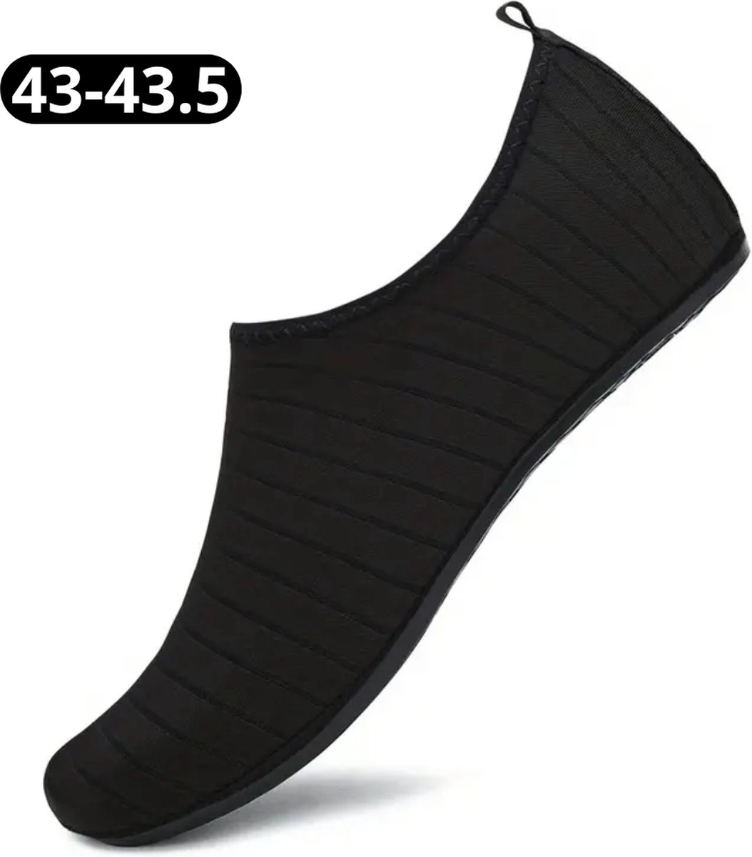 Nivard Waterschoenen Voor Kinderen & Volwassenen - Aqua Shoes - Aquaschoenen - Afzwemschoenen - Zwemles Schoenen - Zwart Gestreept - Maat 43-43.5