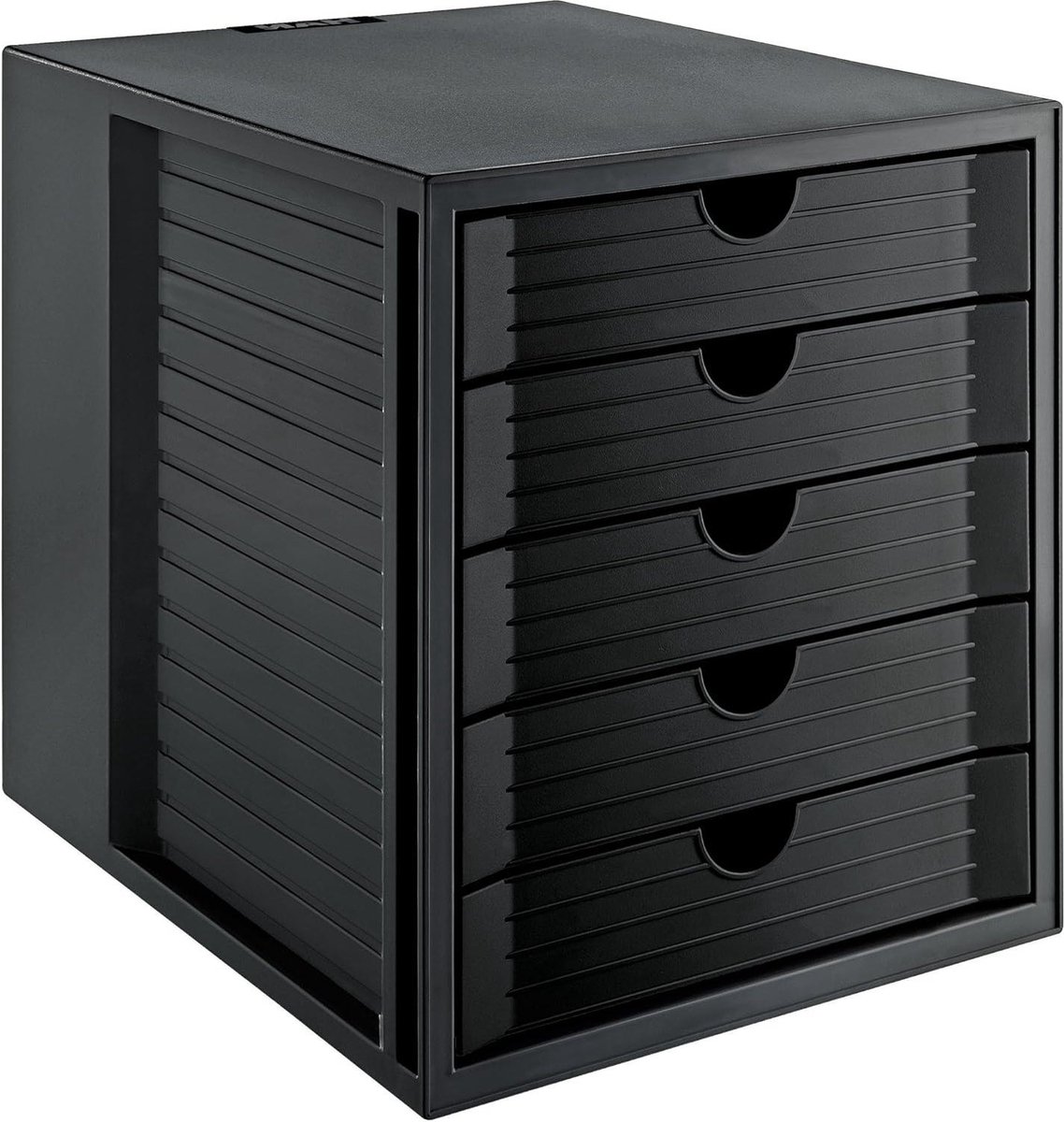 Ladebox SYSTEMBOX KARMA gerecycled kunststof 5 laden bureau of kast uittrekblokkering zwart Ladeblok