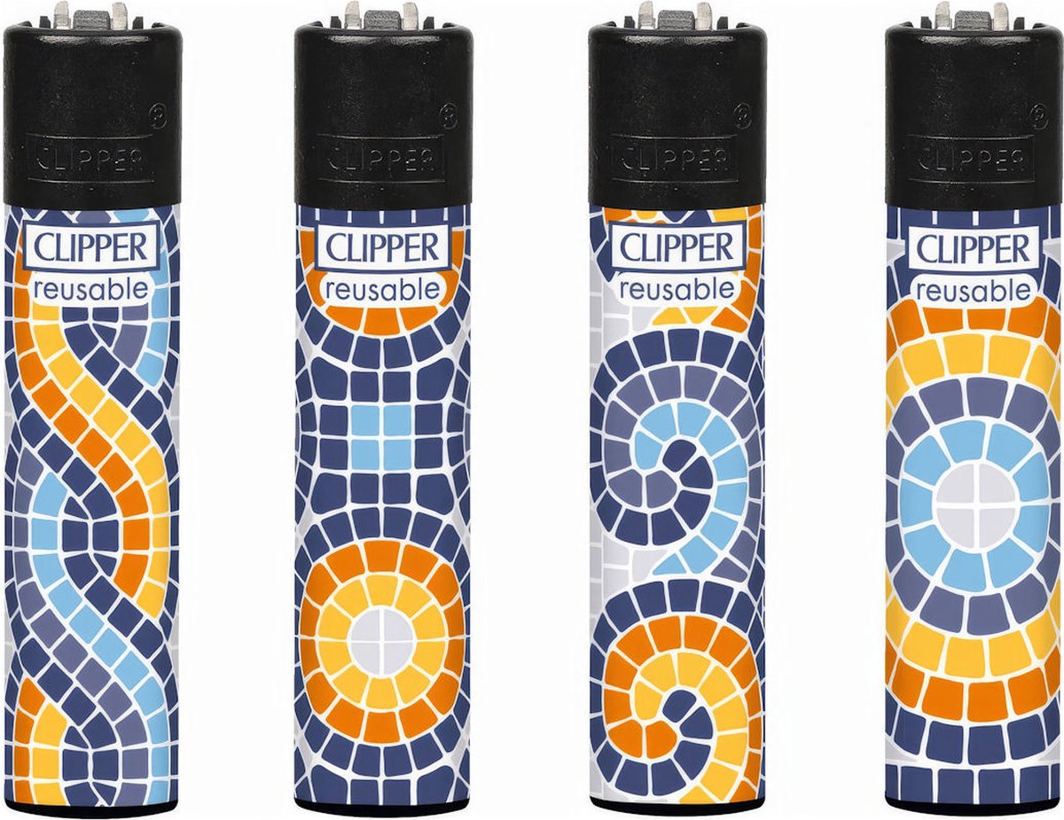 Goedkoopste Clipper Classic Large Aanstekers Mosaic Pattern (4 Stuks