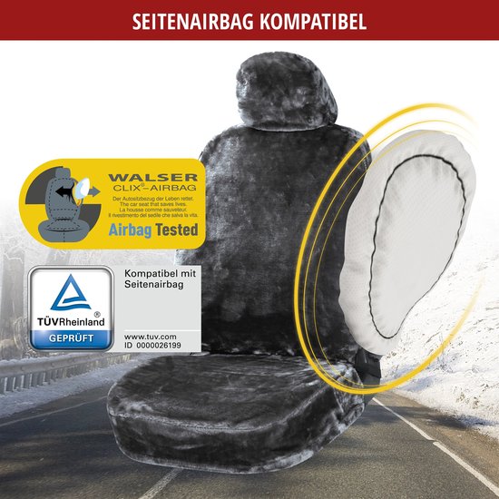 Walser Autostoelhoes Teddy - synthetisch bont - antraciet van Walser — afbeelding 4