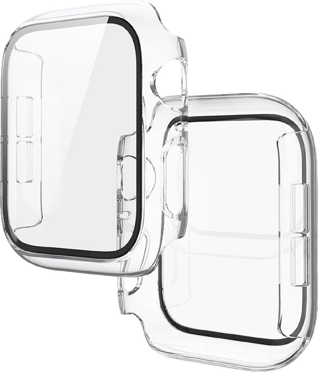 Stravo Full Cover/Hoesje - Screen Protector - Geschikt voor Apple Watch Series 10 & Series 11 - 46mm - Bescherm Hoesje voor Apple Watch series 10 / X - maat 46mm - Hardcase - Protection - iWatch S10 & S11 case -Transparant