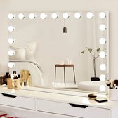 Bol.com DHN Hollywood Spiegel Met Verlichting - 20 Dimbare Led-Lampen - USB - Touchscreen - 80 x 60 CM - Wit aanbieding