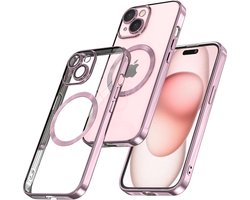 BixB hoesje geschikt voor iPhone 16 MagSafe siliconen Backcover - Rosegoud