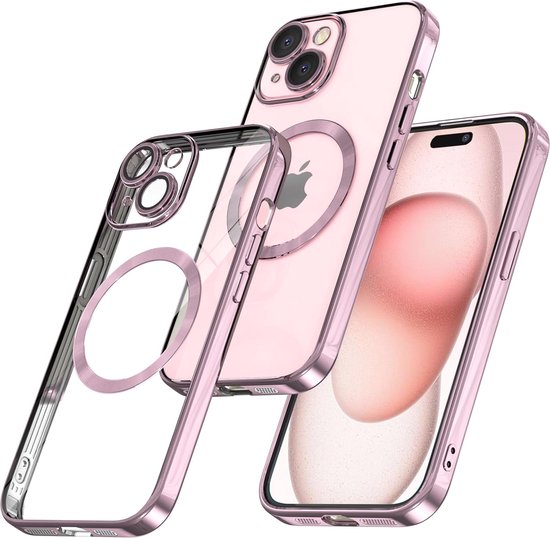 BixB hoesje geschikt voor iPhone 16 MagSafe siliconen Backcover - Rosegoud