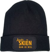 Après skiën kan ik wel wintermuts zwart | fluor oranje - soBAD. | Unisex | Skimuts | Après ski verkleedkleren | met grappige tekst | Unisex