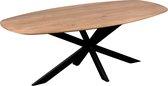 Bol.com QUVIO Eettafel Sofia - Deens ovaal - 220x110 cm - Stalen kruispoot - FSC®-gecertificeerd mangohout - Naturel aanbieding