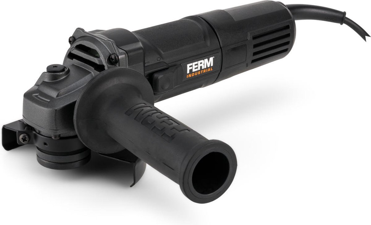 FERM Industrial - AGM1112P - Haakse slijper - 115MM - 710W - Verplaatsbare handgreep - Verstelbare beschermkap - Lock-off schakelaar - 3 meter - rubberen kabel - Veiligheidsschakelaar - 11.000/min - Spindel - M14 - Softgrip - Profi - Slijpmachine