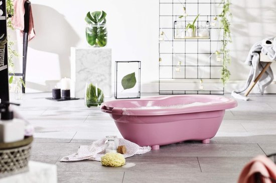 Babybadje met antislipmat en afvoerplug - geschikt voor 0 - 12 maanden - fantastic mauve (oudroze) van Bebe Jou — afbeelding 3