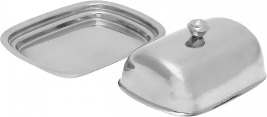 Beurrier Acier Inoxydable Avec Couvercle - Plat Beurre Réfrigérateur Et Table Élégant