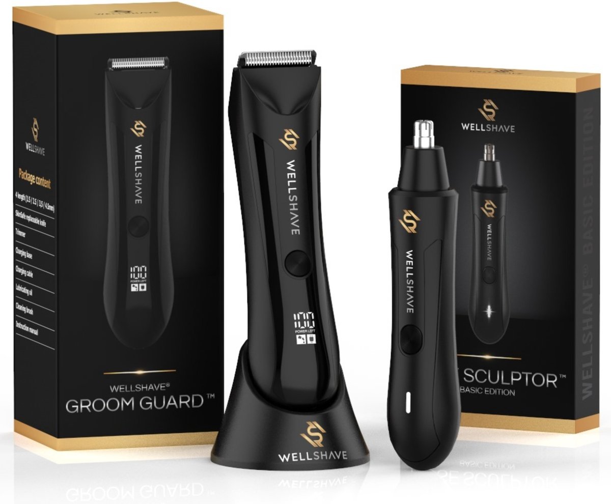 Wellshave Bodygroomer en Neustrimmer Shave Package 2.0 Body Trimmer Heren Neustrimmer Mannen Neushaartrimmer Shaver voor Neus Schaamstreek Lichaam & Neus