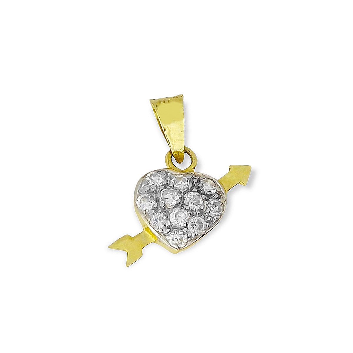 Gouden Cupido Hart Hanger Zirkonia 14 karaats
