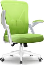 Elekiatech Ergonomische Bureaustoel - Bureaustoel - Opklapbare Armleuningen - Bureaustoelen voor Volwassenen - 150 Kg - Groen-wit