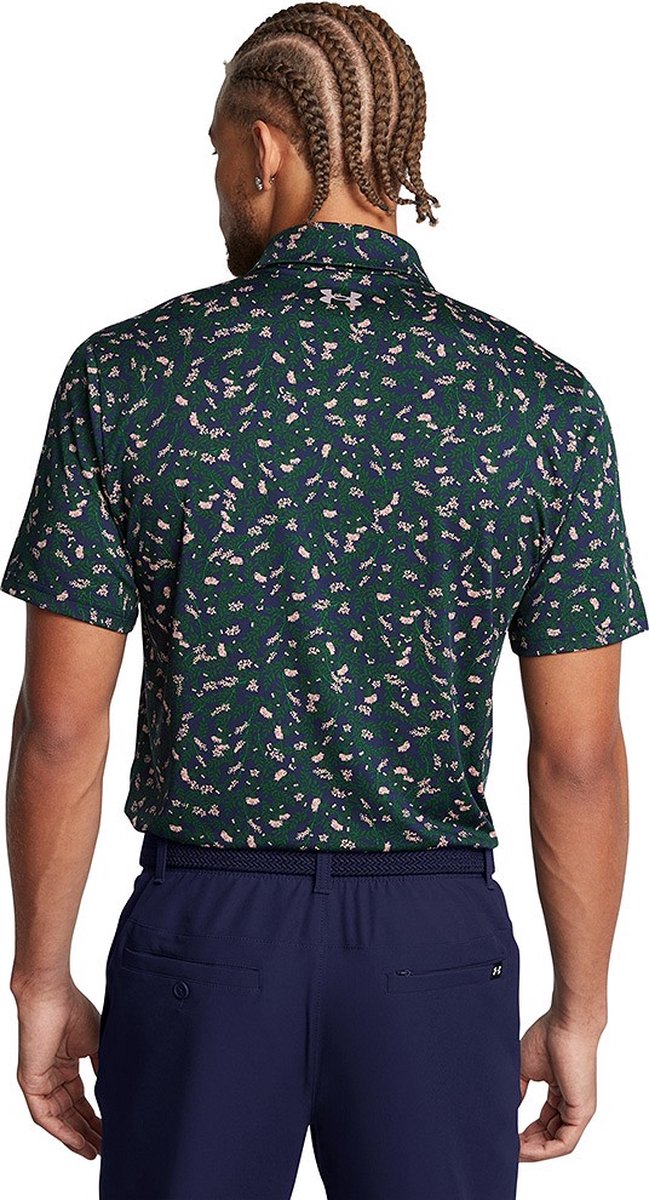 Under Armour Heren Playoff Golfpolo 3.0 Printed-Midnight Navy Forest Green van Under Armour — afbeelding 2