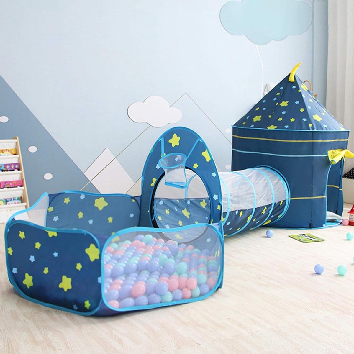 Speeltent voor Kinderen Draagbare Kids Play Tent Tunnel 3-in-1 Kasteel Pop Up Kruip Tunnel Ball Pool Indoor Speelhuis Baby Peuters Kinderen