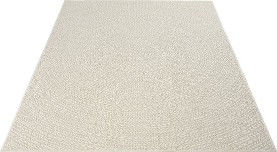 The Carpet Kansas – Tapis robuste d'intérieur et outdoor avec aspect jute naturel, résistant aux intempéries, adapté pour terrasse et jardin, Crème, 060 x 180 cm