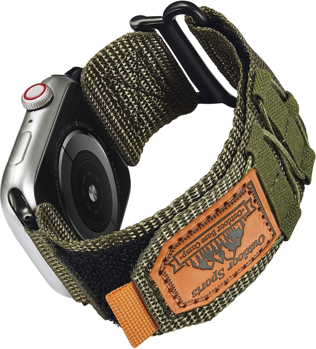 Stravo Hoogwaardige nylon horlogebandje – Geschikt voor Apple Watch 46mm (Series 11/10), 45mm (Series 9/8/7), 44mm (Series 6/5/4, SE 3/2/1), 49mm (Ultra 3/2/1) – Sport Loop bandje – Legergroen