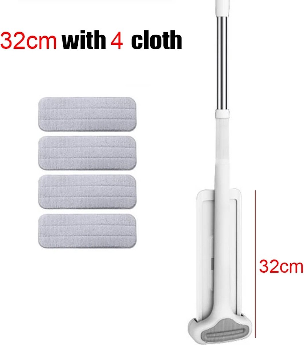 Zelfreinigende Microvezel Moppenset – 32cm Draaimop met 4 Doeken voor Vloerreiniging Badkameraccessoires en Vloeronderhoud