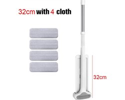 Zelfreinigende Microvezel Moppenset – 32cm Draaimop met 4 Doeken voor Vloerreiniging, Badkameraccessoires en Vloeronderhoud