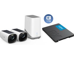 Eufy Cam 3 4K Draadloze Beveiligingsset – Inclusief Homebase 3 en 2 Solar Camera’s + 1TB SSD voor 15 jaar opslag – Voordeelbundel